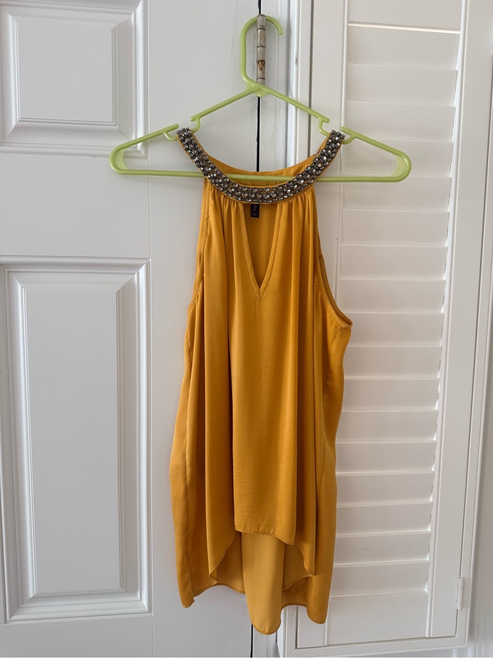 BCBGMaxAzria Mustard Yellow Jeweled Halter Camisole
